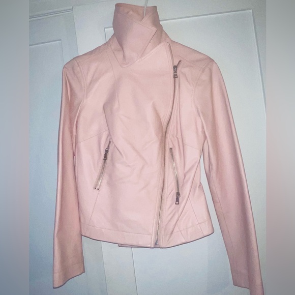 Moda International pink leather moto jacket XS - Picture 2 of 4